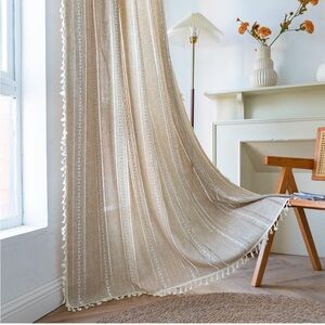 Elegant Tan Curtain with Subtle Patterns